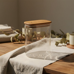 Glass Jar with Wooden Lid L